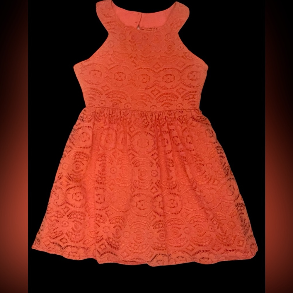 Rare Editions Orange Lace Kids Dress